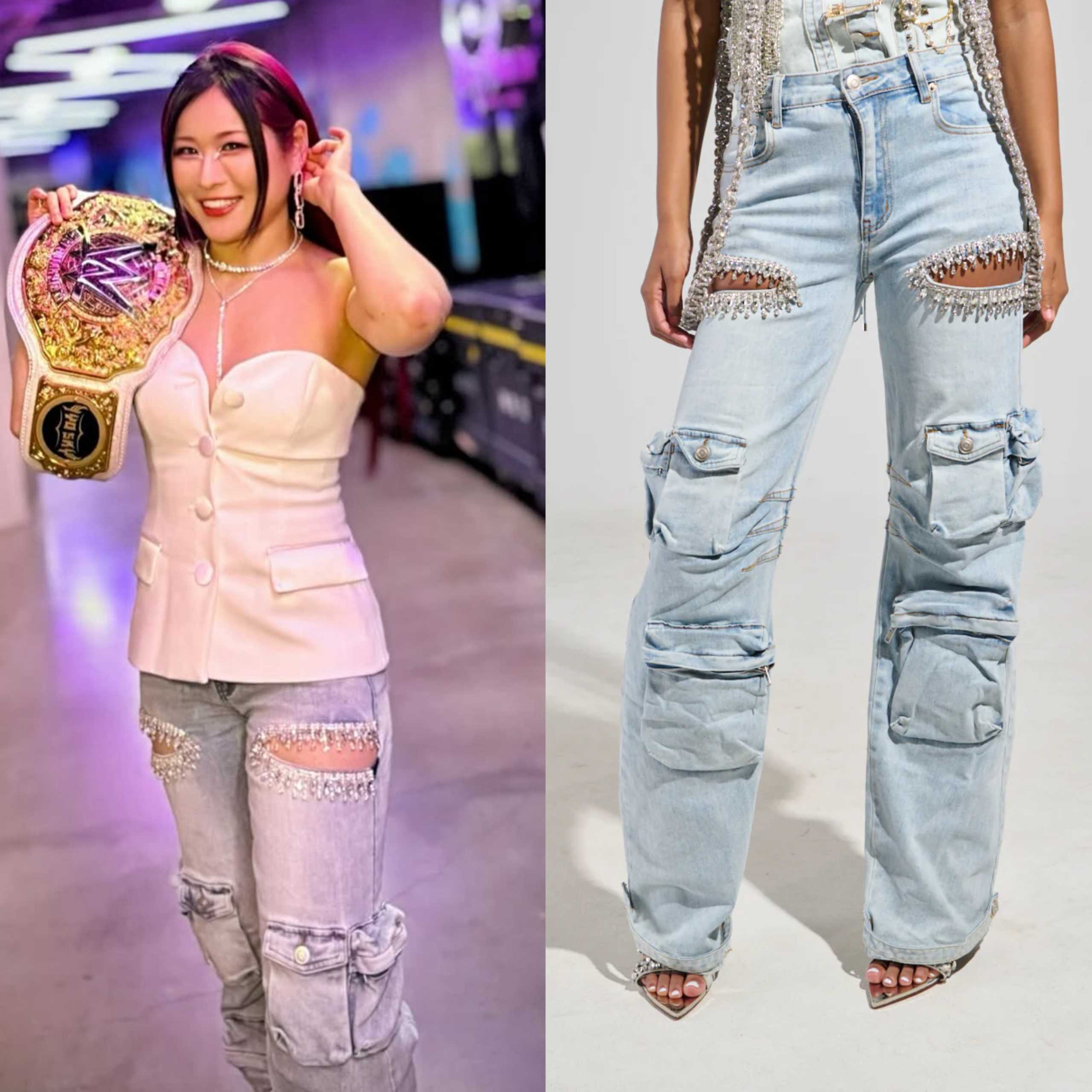 WWE Raw June 2025: Iyo's Cut Out Rhinestone Jeans | Shop Your TV