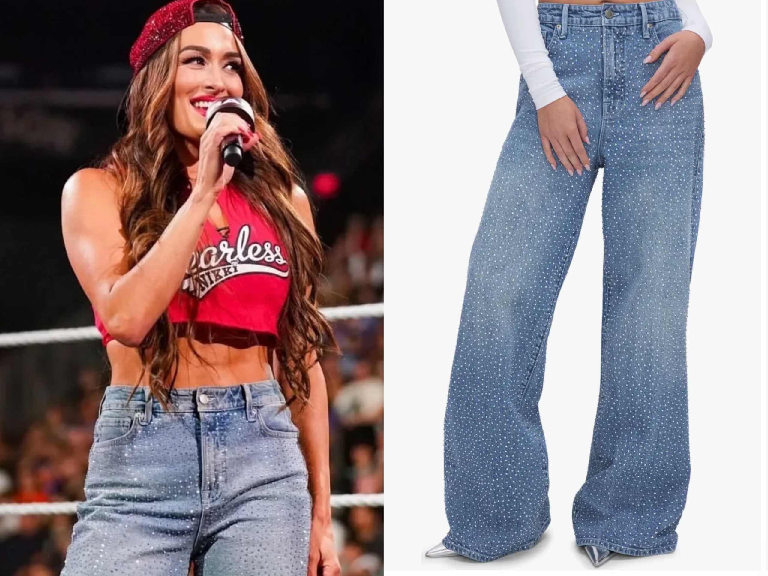 WWE Raw June 2025: Nikki Bella’s Rhinestone Embellished Jeans | Shop ...