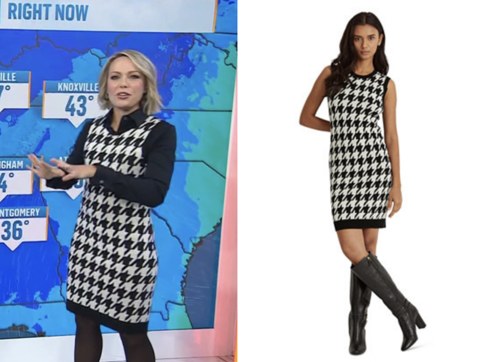 The Today Show: November 2025 Dylan Dreyer's Black and White Houndstooth Knit Dress | Shop Your TV The Today Show: November 2025 Dylan Dreyer's Black and White Houndstooth Knit Dress | Shop Your TV