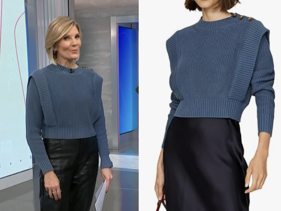 NBC News Daily: November 2025 Kate Snow’s Blue Button Shoulder Sweater ...