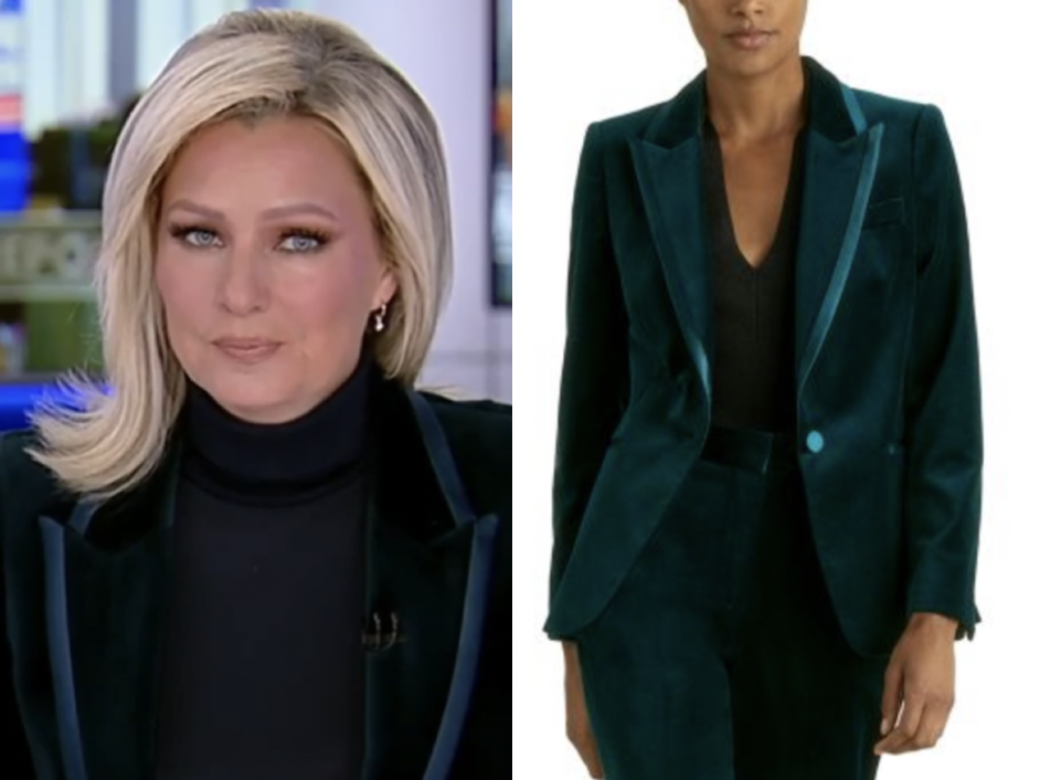 America Reports: November 2025 Sandra Smith's Teal Velvet Blazer | Shop ...