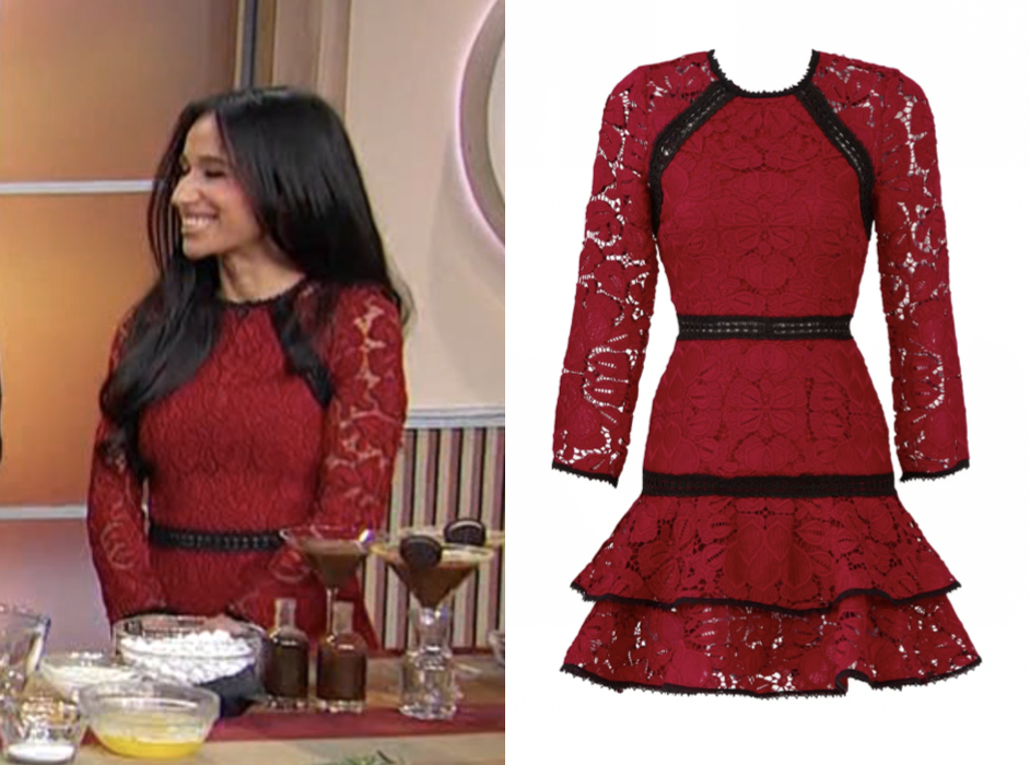 Sherri: November 2025 Jenna Ruggiero's Red Lace Dress | Shop Your TV