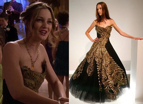 blair waldorf black and gold dress Vera Wang 2000's Black Sequin Belted Drop Waist Dress