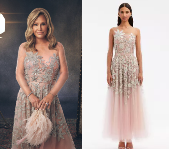 Real Housewives of Beverly Hills: Season 15 Promo Kathy Hilton’s Mesh & Embbelished Flower Dress