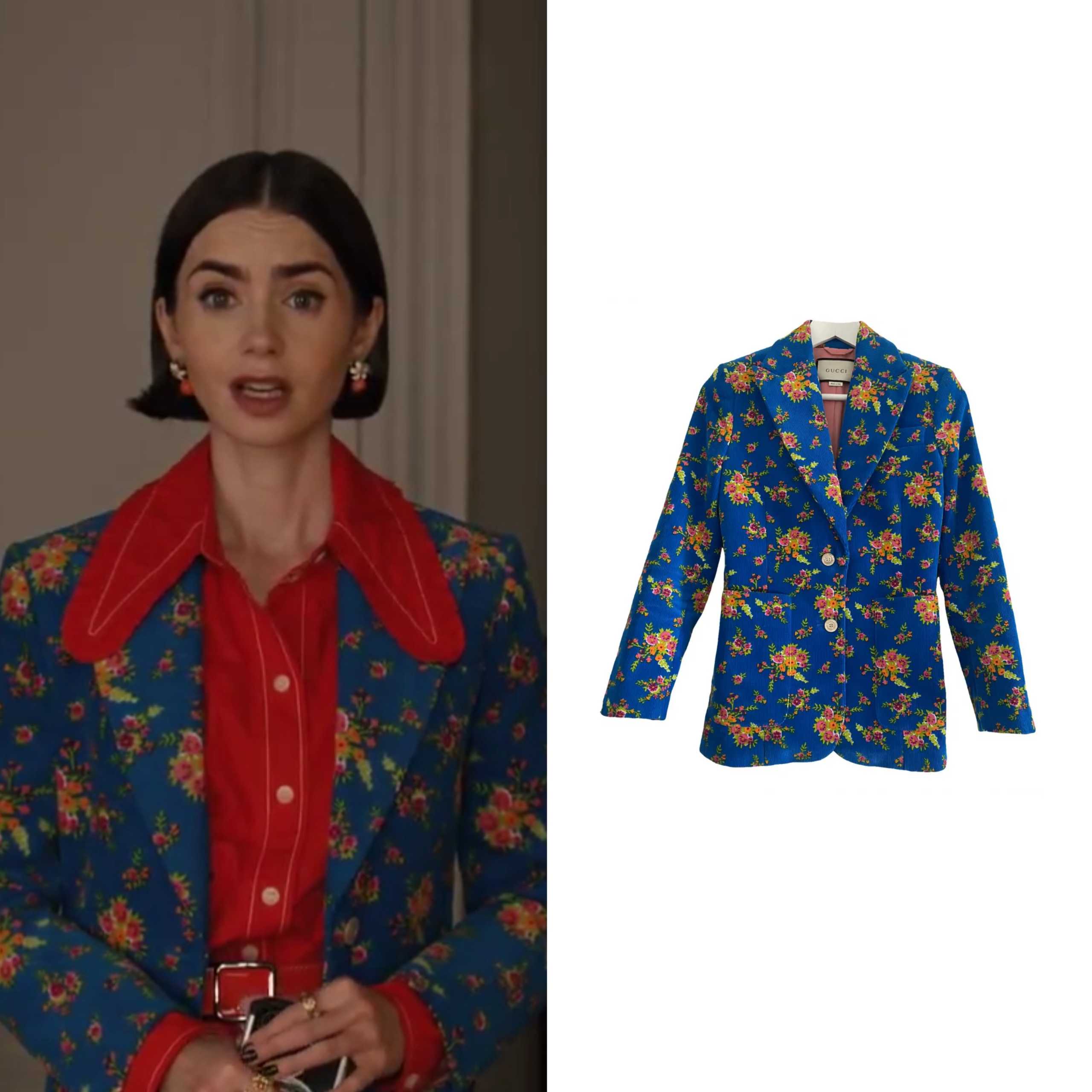 Emily in Paris: Season 5 Episode 5 Emily’s Single-Breasted Floral Print ...