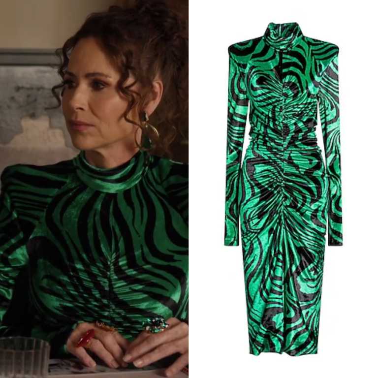 Emily in Paris: Season 5 Episode 3 Emily's Green Floral Jacquard Midi Dress  | Shop Your TV