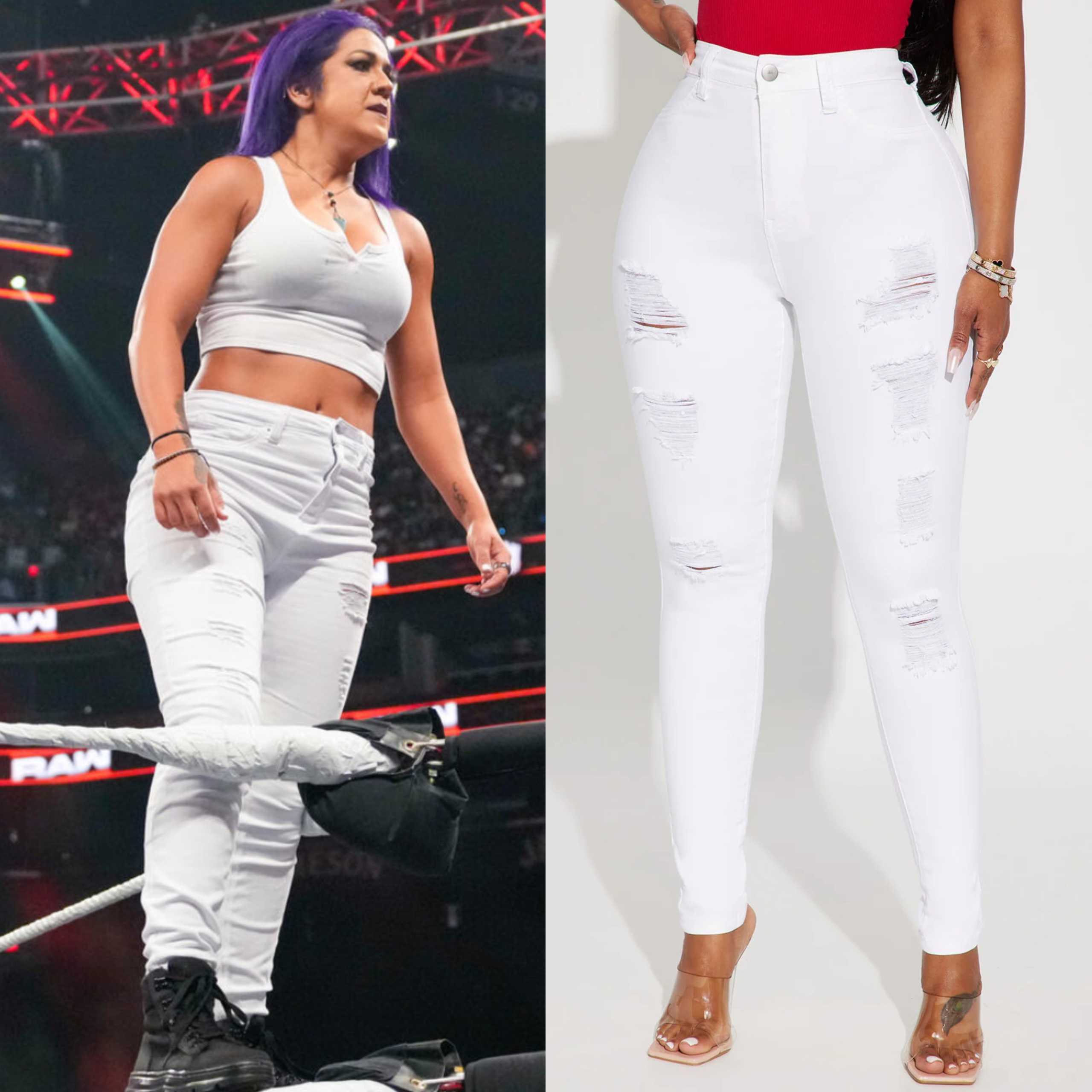 WWE Raw June 2025: Bayley's White Ripped Jeans | Shop Your TV