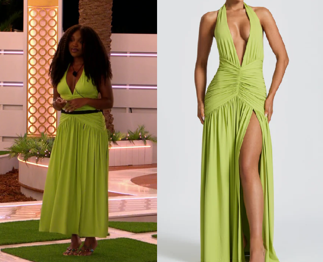Love Island UK All Stars: Season 3 Episode 1 Whitney's Green Ruched Dress | Shop Your TV Love Island UK All Stars: Season 3 Episode 1 Whitney's Green Ruched Dress | Shop Your TV