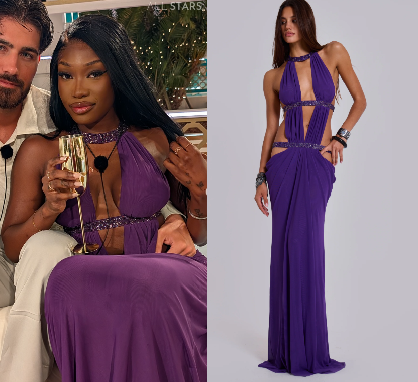 elizabeth love island purple dress Love Island USA's Huda Mustafa Spills All on THAT Oh Polly Gown,  Unapologetic Confidence & Her Viral Mommy, Mamacita Moment (Exclusive)   Celeb Secrets