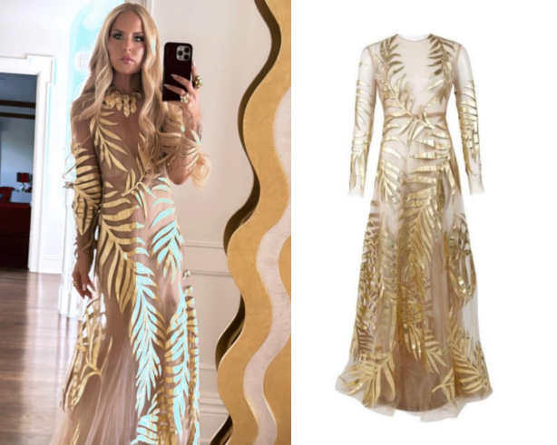 slim fit dress slacks Rachel Zoe -Rosalee Gold Foiled Dress (Size 2)  Goldie's