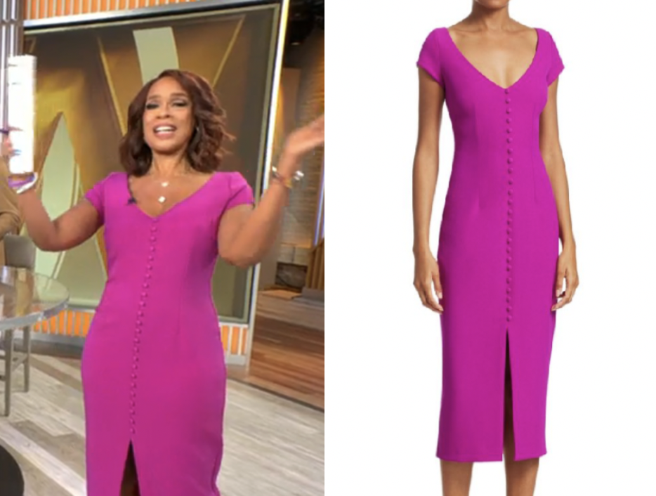 CBS Mornings: February 2026 Gayle King's Pink Button Detail Sheath Dress |  Shop Your TV