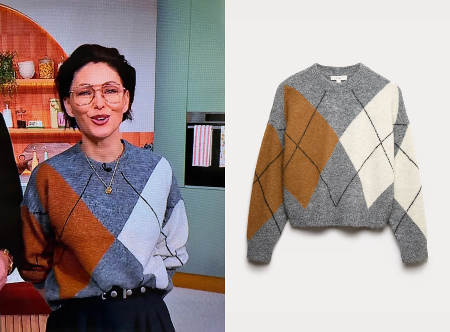 This Morning: February 2026 Emma's Grey Argyle Jumper | Shop Your TV