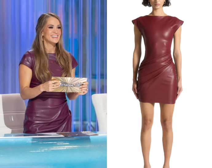 carrie underwood purple mini dress American Idol: Season 24 Episode 3 Carrie Underwood's Purple Leather Mini  Dress