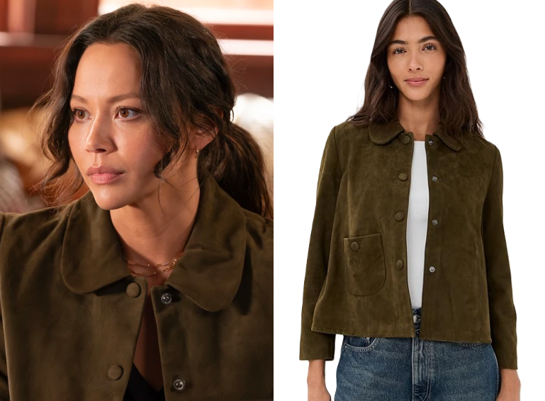 The Rookie Clothes The Rookie: Season 8 Episode 7 Lucy's Olive Suede Collared Jacket ...