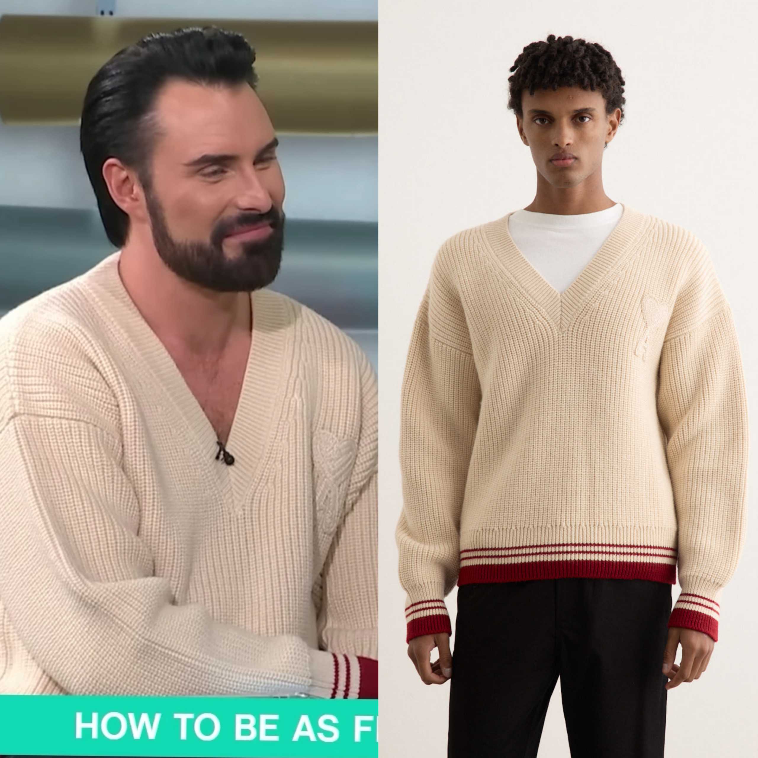 Woolx Rylan This Morning: April 2026 Rylan's wool ribbed v-neck sweater | Shop Your TV