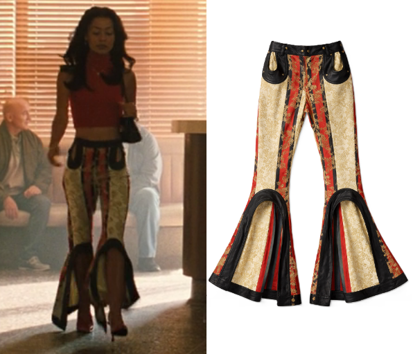 Euphoria: Season 3 Episode 2 Maddy's Red & White Cut Out Flare Pants | Shop Your TV Euphoria: Season 3 Episode 2 Maddy's Red & White Cut Out Flare Pants | Shop Your TV