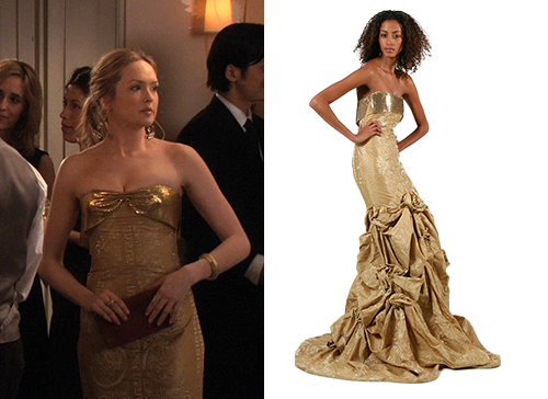 Gossip Girl: Season 4 Episode 21 Ivy's Gold Strapless Gown | Shop Your TV