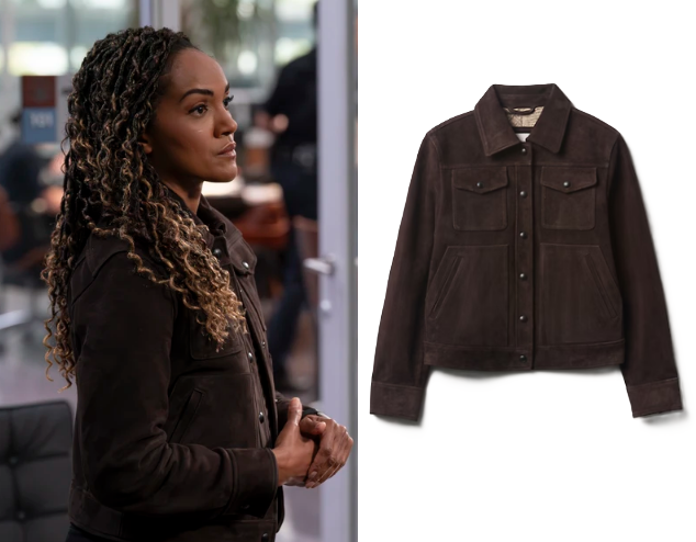 The Rookie Clothes The Rookie: Season 8 Episode 16 Nyla's Chocolate Brown Suede Jacket ...