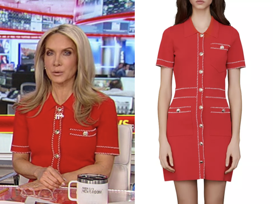 America's Newsroom: May 2026 Dana Perino's Red Contrast Trim Knit Mini Dress | Shop Your TV America's Newsroom: May 2026 Dana Perino's Red Contrast Trim Knit Mini Dress | Shop Your TV